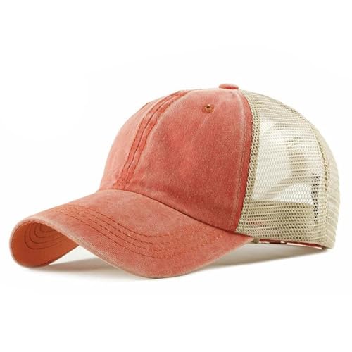 CLAPE Vintage Mesh Baseball Cap Low Profile Trucker Hat for Men Breathable Cotton Summer Cool Hat Outdoor Ball Cap - color: Zm02-urban Orange