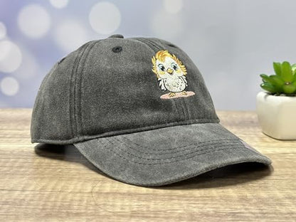 Adjustable Embroidery Animal Baseball Hat for Kid Toddler Child - color: Chick (Washed Black)