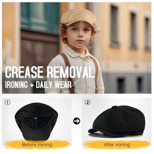 Toddler 8 Panel Cotton Newsboy Cap - color: Black, size: 12-24 Months