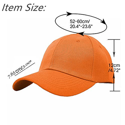 Glory Max Plain Baseball Cap Hook & Loop Strap Adjustable Solid Blank Curved Visor Hat - color: Orange