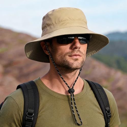 Unisex Waterproof Foldable Bucket Hat Packable Sun Cap for Hiking - color: Khaki