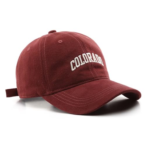 Colorado Hat Unisex Solid Color Baseball Cap Sun Hat for Men and Women - color: Red