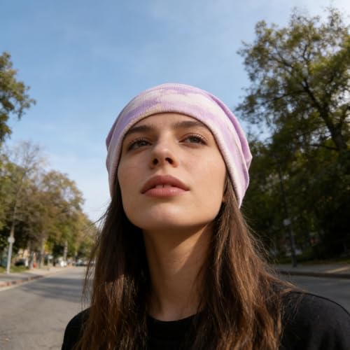Unisex Stretch Knit Beanie Hat - color: Iridescent Cloud