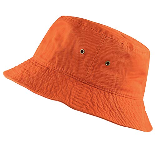Cotton Bucket Hat Packable Sun Hat – Unisex Summer Travel Beach Fisherman Hat for Men Women Outdoor Fishing Hiking - color: Orange, size: Large-X-Large