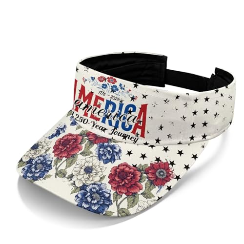 Cool Styles Sun Visor Hats 21.65~23.62 inches Adjustable Open-Top caps Quick-Dry Visor Cap - color: American 250 Years