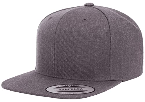 Mrlahat 6089 Yupoong Yp by Flexfit 6-Panel Structured Flat Visor Classic Snapback Cap with Black Bandana - color: Dark Heather Gray