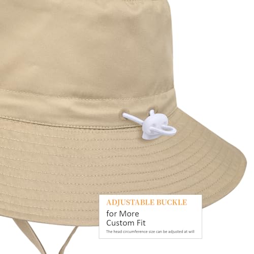 Women Wide Brimmed Sun Hat,Summer Foldable Beach Bucket Hat with UV Protection for Women Young Girls - color: Khaki