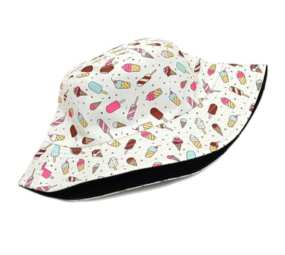 Summer Bucket hat, Love Pattern Sun hat, Packable Fisherman Outdoor Travel Hiking Beach Cap, one Size - color: Ice Cream