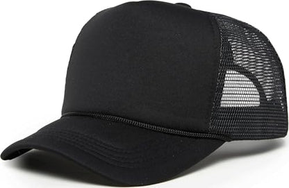 Funky Junque Blank Mesh Foam Lightweight Snapback Trucker Hat - color: Black/Black