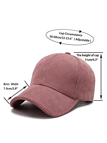 Classic Corduroy Cotton Baseball Caps Vintage Low Profile Dad Hat with Adjustable Strap Buckle Unisex Trucker Hat - color: Pink