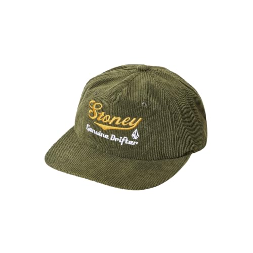 Volcom Men's Snapback Hat– 6-Panel Twill Flat Brim Cap Adjustable Snap Closure - color: Army V