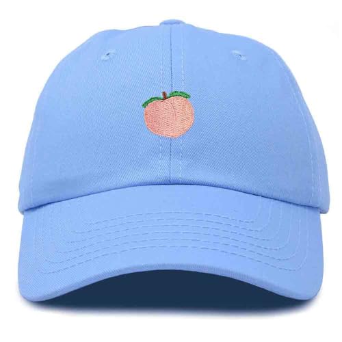 DALIX Peach Embroidered Dad Cap Cotton Baseball Hat Women - color: Light Blue