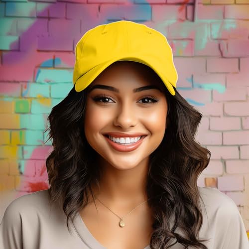 DALIX Baseball Cap Dad Hat Plain Men Women Cotton Adjustable Blank Unstructured Soft - color: Gold