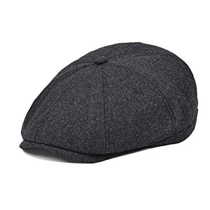 VOBOOM Men Wool Blend 8 Panel Newsboy Cap Tweed Hat - color: Grey