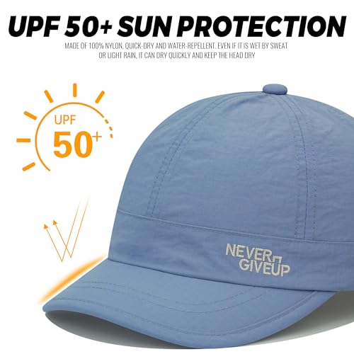 Clakllie Quick Dry Short Brim Cap for Men Lightweight 6 Panel Baseball Cap Golf Dad Hats Women's Running Trucker Hat - color: Cdus-bssq2505-baby Blue