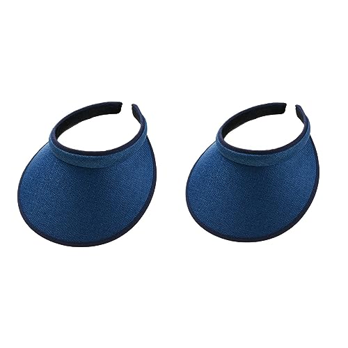 Cloth Covered Slip-On Visor for Women, Adjustable Cap Sports Sun Visors for Men - color: Denim/Denim