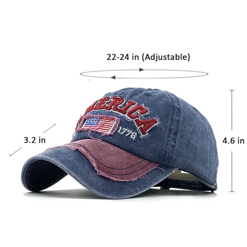 Embroidery American Flag Baseball Cap for Men Women Vintage Washed Distressed Cotton Adjustable USA Dad Hat - color: Grey
