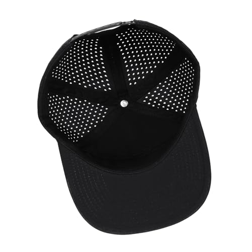 Quick Dry Baseball Cap Flat Brim Snapback Golf Hat for Men Women - color: Black