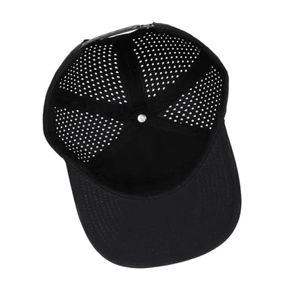 Quick Dry Baseball Cap Flat Brim Snapback Golf Hat for Men Women - color: Black