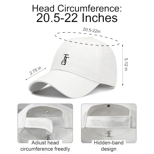Kids Washed Cotton Baseball Cap, Unstructured Adjustable Toddler Hat for Boys & Girls - color: White