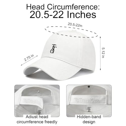 Kids Washed Cotton Baseball Cap, Unstructured Adjustable Toddler Hat for Boys & Girls - color: White