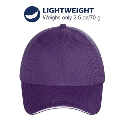 ZTL Womens High Ponytail Baseball Cap Performance Mesh Hat, Lightweight Quick Dry Race Day Running Hat with Reflective Trim - color: Purple