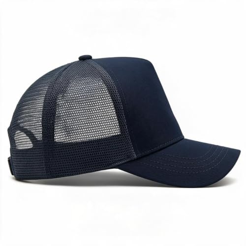 Oversize XXL Mesh Trucker Hat Big Head Hats for Men High Crown Baseball Cap Breathable Dad Hat Adjustable 23.6"-25.6" - color: Blue