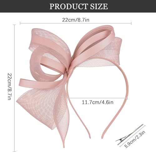 Pink Fascinators Hats for Women, Fascinator Headband Women's Tea Party Hat Derby Hats for Cocktail, Wedding, Fancy Dress Party, 1920s Accessories for Women - color: Nude Pink