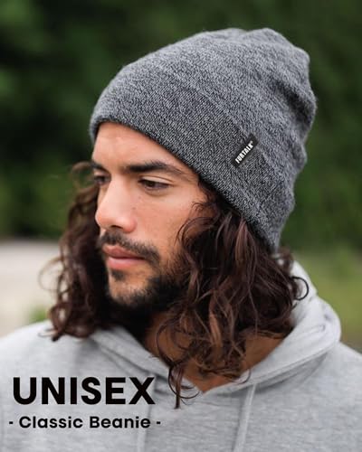 FURTALK Beanie Hat for Men Women Winter Hats for Women Men Soft Warm Unisex Cuffed Beanie Knitted Skull Cap - color: Black/White