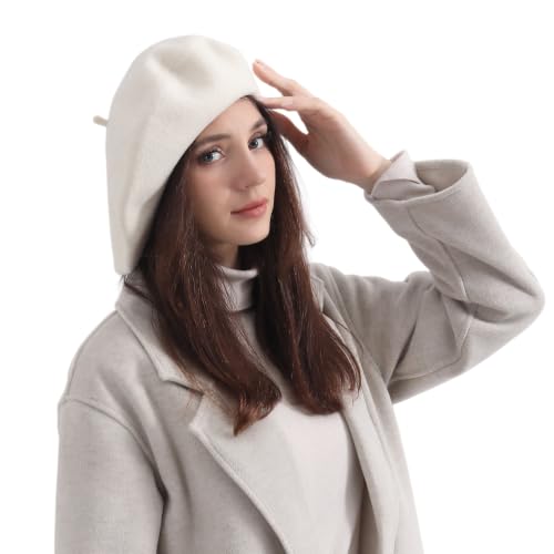 French Wool Beret Hats for Women Man - color: Xl-white