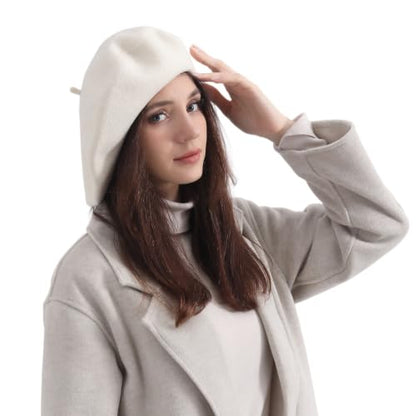 French Wool Beret Hats for Women Man - color: Xl-white
