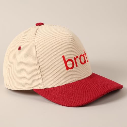 MIRMARU Vintage Novelty Heat Pressed Two-Tone Cotton Corduroy Trucker Baseball Cap for Men & Women - color: Brat,burgundy