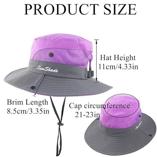 Outdoors Tribe Foldable Sun Hat for Women, Beach Foldable Mesh Fishing Cap, Wide Brim Ponytail Sun Hat - color: Orange