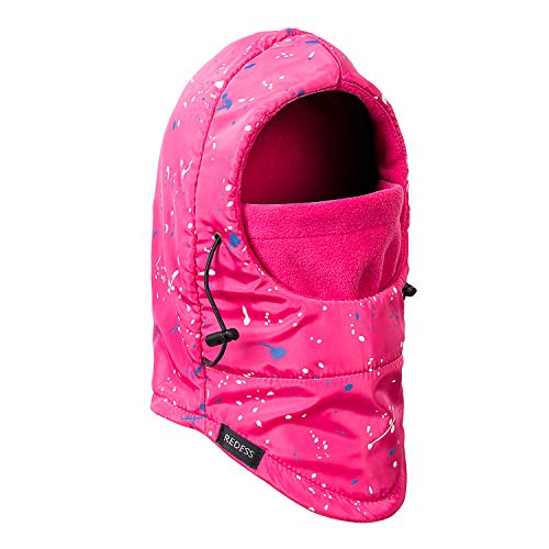 REDESS Winter Windproof Hat, Unisex Children Heavyweight Balaclava, Ski Mask with Thick Warm Fleece Face Cover - color: Point Rose