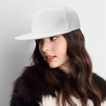 Snapback Hat Flat Bill Visor Hats Adjustable Hip Hop Baseball Cap for Women Men - color: White
