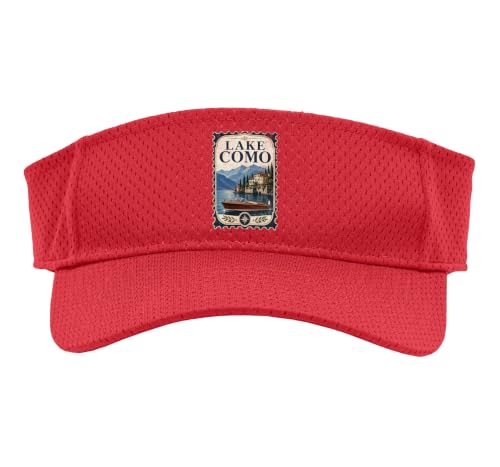 Vintage Lake Como Stamp Lakecore Italian Summer Sport Sun Visor - color: Red