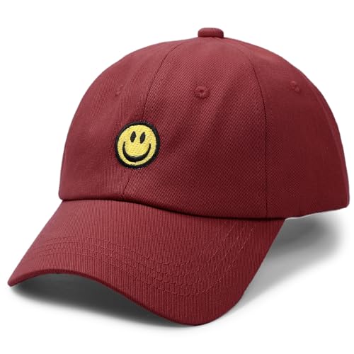 SONMONY Toddler Hat Smile Face Kids Baseball Cap Adjustable Cute Hat 3-12Y - color: Wine Red