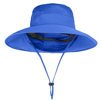 ZOORON Sun Hats for Men Women with Neck Flap Fishing UPF 50+ UV Protection - color: Royal Blue