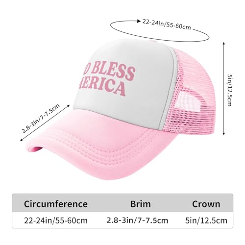 Funny Trucker Hats for Women Country Women's Trucker Hats Breathable Mesh Summer Caps Adjustable Pink Hats - color: God Bless America