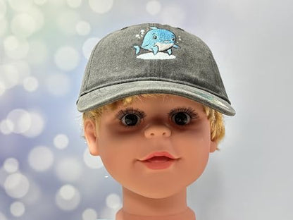 Adjustable Embroidery Animal Baseball Hat for Kid Toddler Child - color: Dolphin (Washed Black)