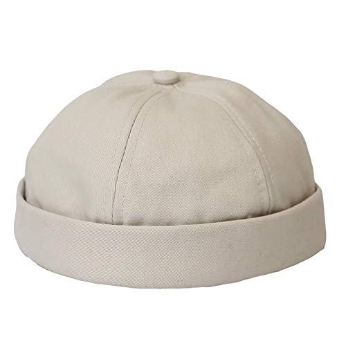 WITHMOONS Watch Cap Beanie Cotton Docker Brimless Harbour Hat VZ50060 - color: Beige, size: One Size