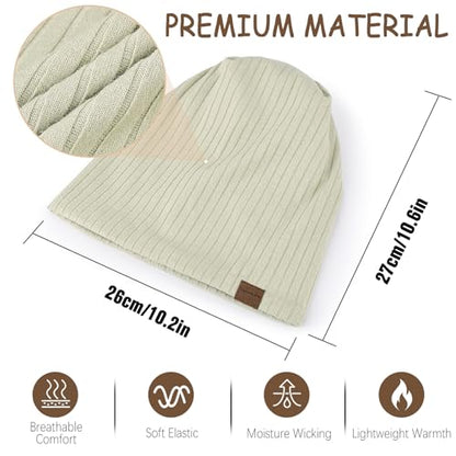 HAMUNI Slouchy Beanie for Men Women Soft Lightweight Chemo Headwear - color: Light Green