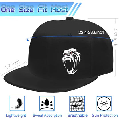 Snapback Hats for Men Flat Bill Hats for Men Fitted Hat Black Baseball Hats Hip Hop Caps - color: Orangutan