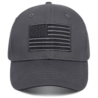 American Flag Baseball Cap for Men Women, Flag Embroidery & Adjustable Fit - color: Dark Grey