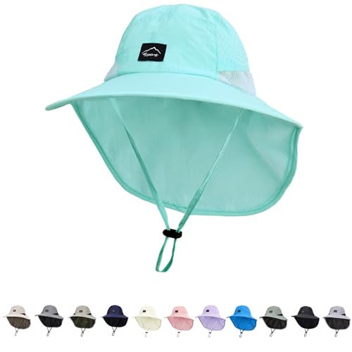 ZOORON Kids Sun Hat with Neck Flap UPF 50+ Beach Hats for Baby Boys Girls - color: Skyblue