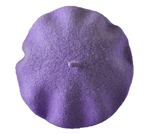 Kids Girls Boys Solid Color Classic French Style Beret Beanie Hat - color: Light Purple