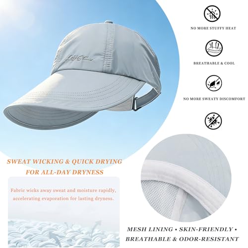 2 Pack UPF Sun Protection Baseball Hat for Women,Wide Brim UV Visor Hat, Adjustable Quick-Dry Wide Brim Baseball Cap, 2026 Upgraded Lightweight WideBrim for Outdoor Sports(Beige+Gray)