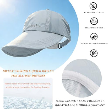 2 Pack UPF Sun Protection Baseball Hat for Women,Wide Brim UV Visor Hat, Adjustable Quick-Dry Wide Brim Baseball Cap, 2026 Upgraded Lightweight WideBrim for Outdoor Sports(Beige+Gray)