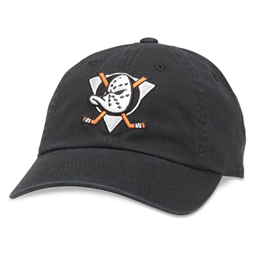 AMERICAN NEEDLE Unisex Officially Licensed NHL National Hockey League Adjustable Buckle Strap Baseball Hat - color: Black (Anaheim Ducks)