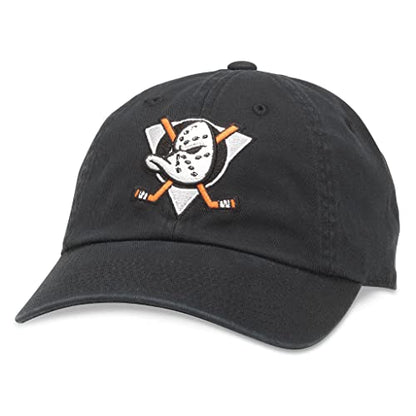 AMERICAN NEEDLE Unisex Officially Licensed NHL National Hockey League Adjustable Buckle Strap Baseball Hat - color: Black (Anaheim Ducks)